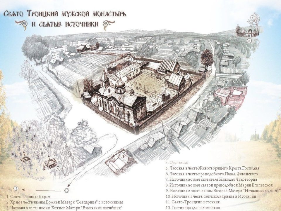 Схема монастыря и окрестностей