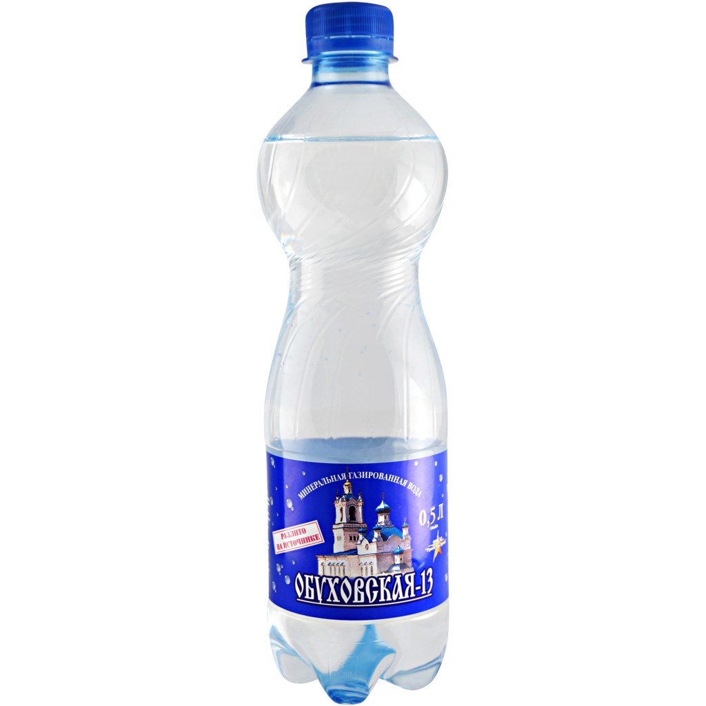 Этикетка с изображением Покровского собора на бутылке с минеральной водой "Обуховская"